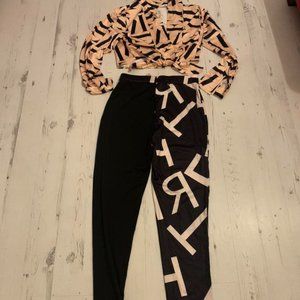 Womens Black and Cream Suit